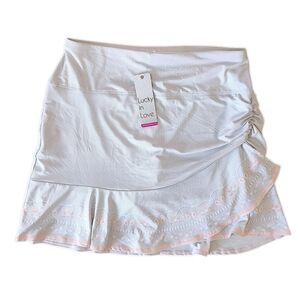 Lucky in Love White Skort with Apricot Accents